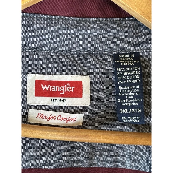 Wrangler Men's Comfort Flex Shirt Long Sleeve Button Up Regular Fit NWT 3XL - Picture 7 of 12